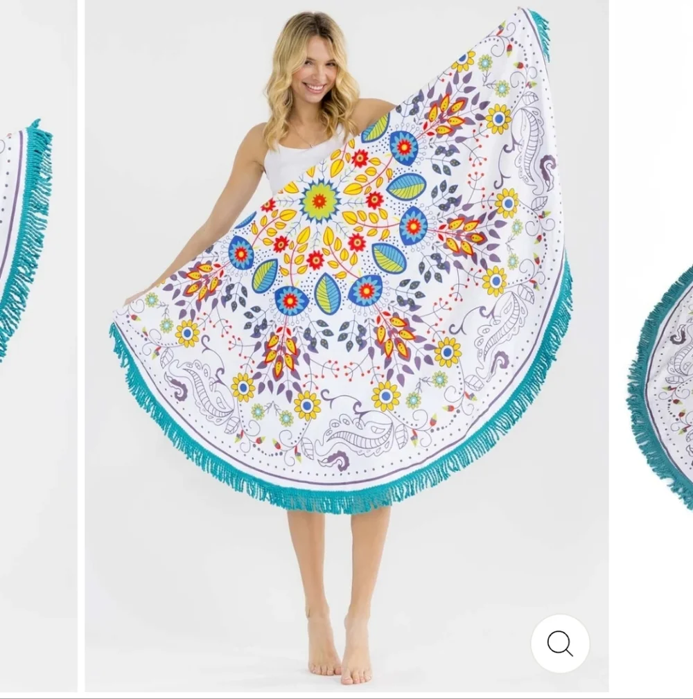 Colorful Mandala Round Beach Mat